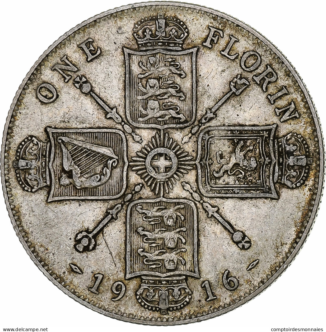 Monnaie, Grande-Bretagne, George V, Florin, 1916, TTB, Argent, KM:817 - J. 1 Florin / 2 Shillings