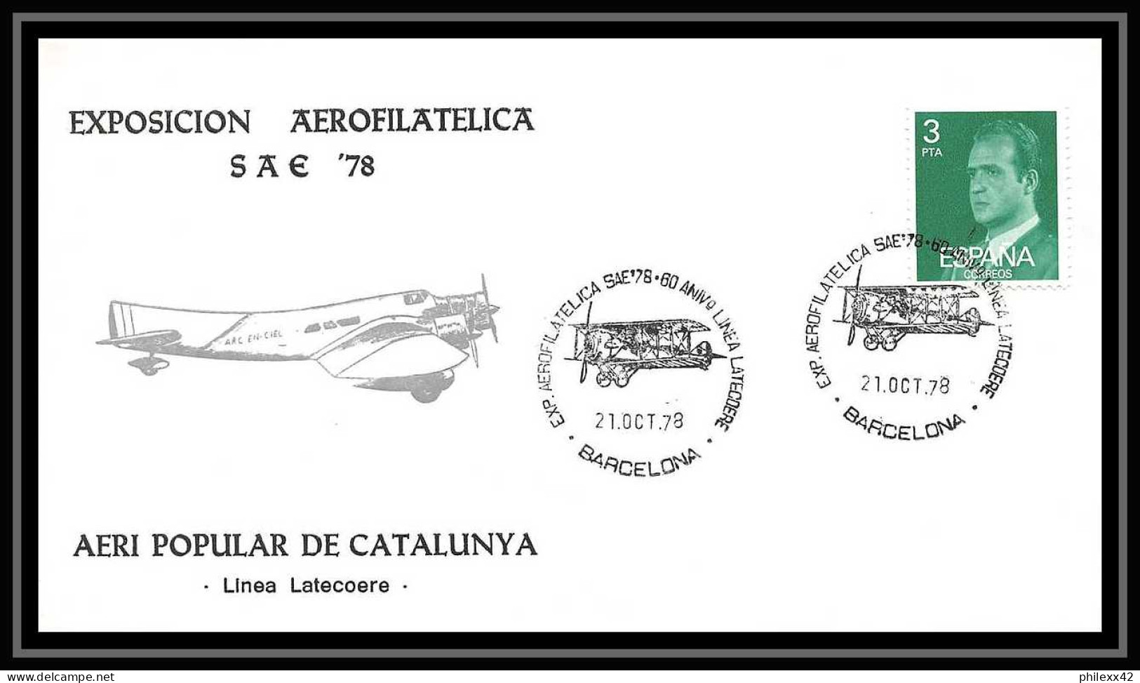 41768 AEROFILATELICA Barcelona 1978 Espagne (spain) Aviation PA Poste Aérienne Airmail Lettre Cover - Brieven En Documenten