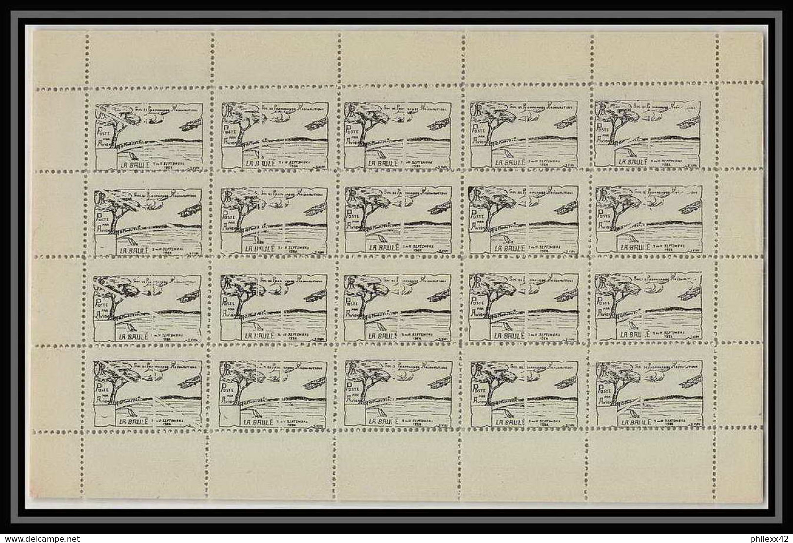 41923 Label Cinderella Vignette La Baule 1922 France Aviation PA Poste Aérienne Airmail Feuille Sheet Neuf ** MNH - Aviation