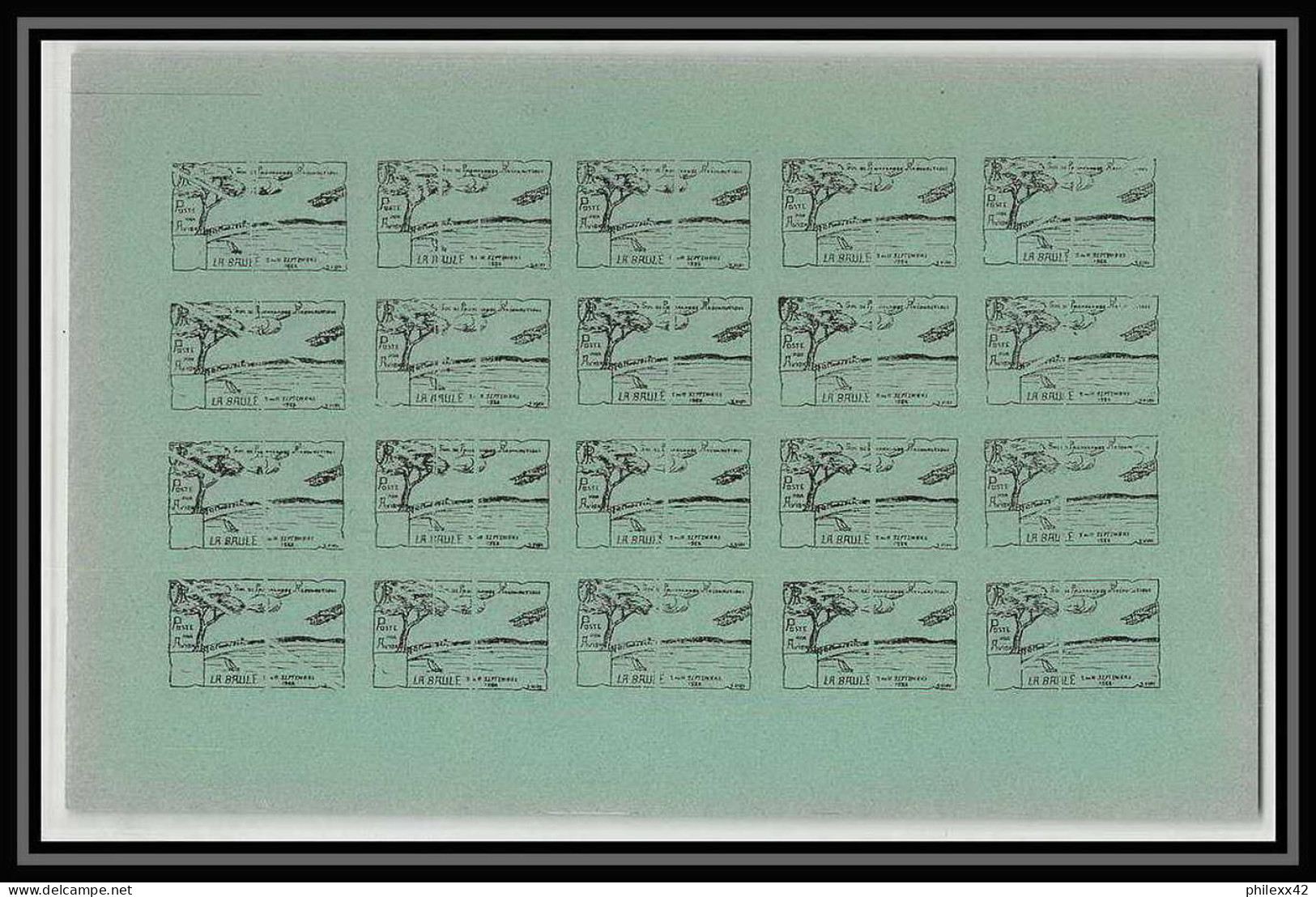 41927 Label Cinderella Vignette La Baule 1922 France Aviation Poste Aérienne Airmail Feuille Sheet Neuf ** Non Dentelé  - Aviazione