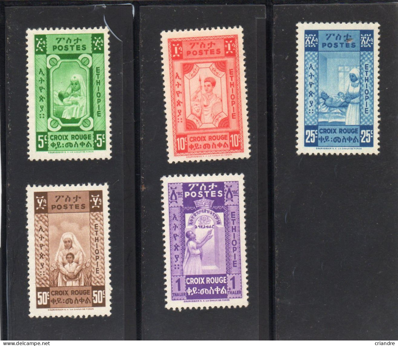 Ethiopie, Année 1944 (Pour La Croix Rouge) Lot De 5 Valeurs N° 240 à 244 Sans Gomme - Etiopia