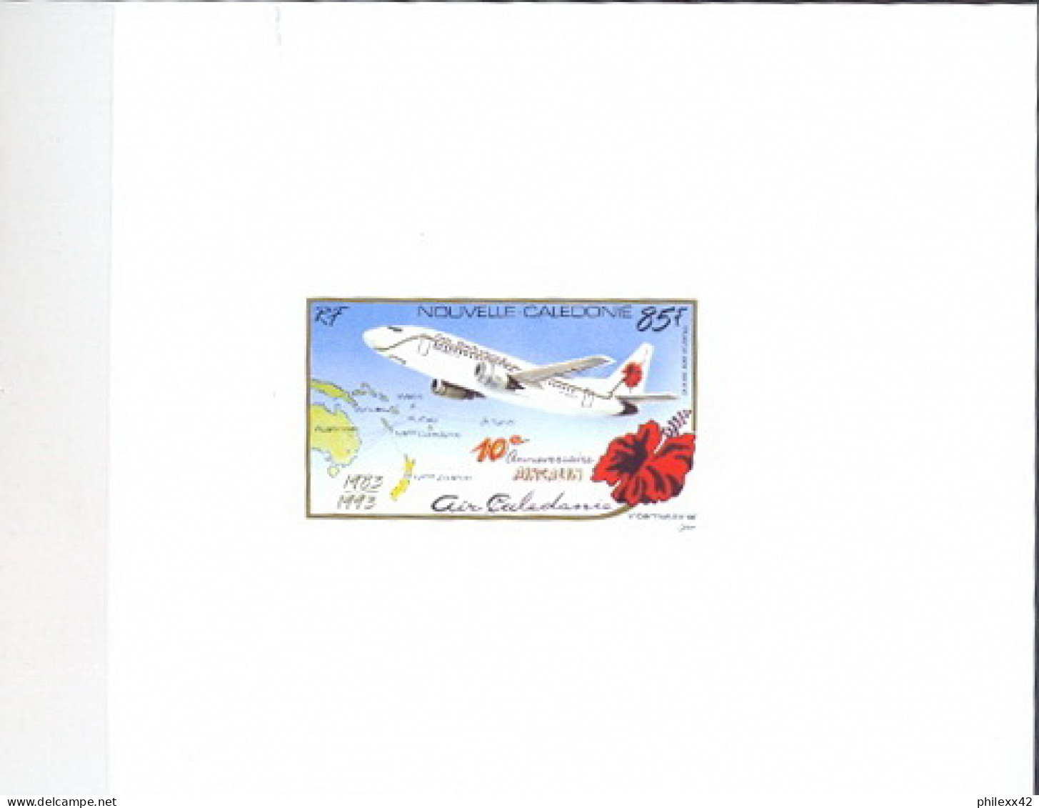 Nouvelle Calédonie épreuve De Luxe / Deluxe Proof Poste Aérienne N° 305 Avion (plane) Création D'aircalin - Sin Dentar, Pruebas De Impresión Y Variedades