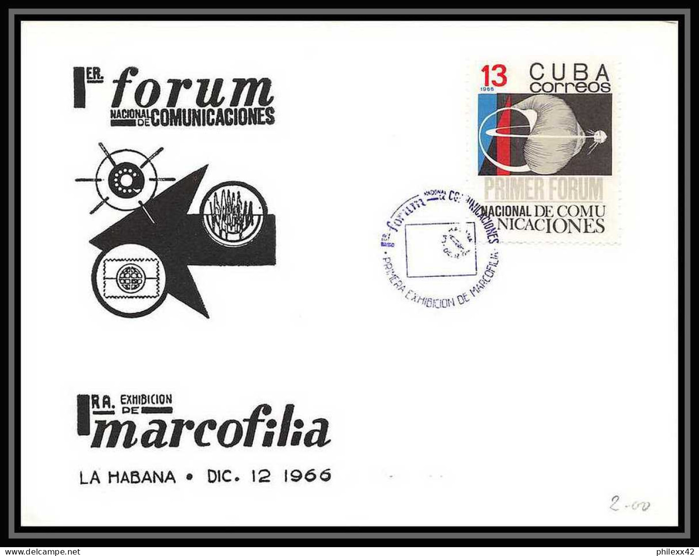 5026/ Espace (space) Lettre (cover) 12/12/1966 Comunicaciones Nº 1075/1077 Cuba - Sud America