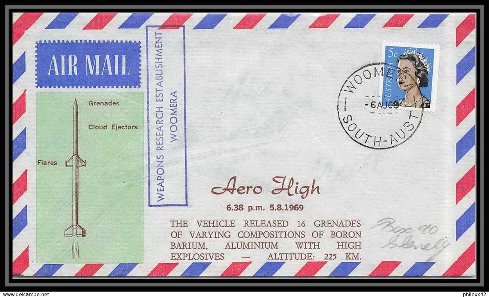 5422/ Espace (space) Lettre (cover) 6/8/1969 Weapons Research Establishment Woomera Aero Flight Australie (australia) - Oceanië
