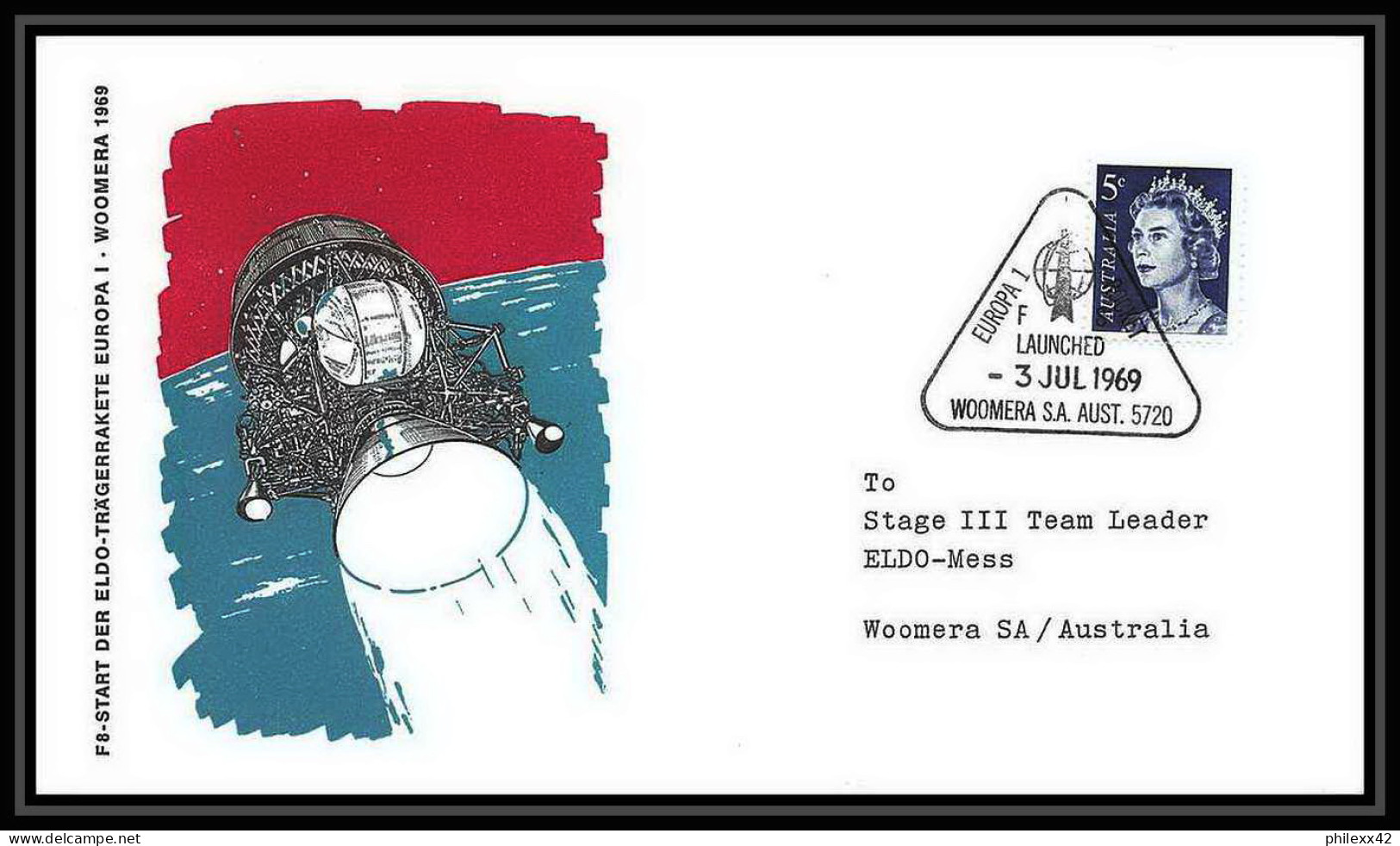 5426/ Espace (space) Lettre (cover) 3/7/1969 Europa 1 Rocket Launched Australie (australia) - Oceania