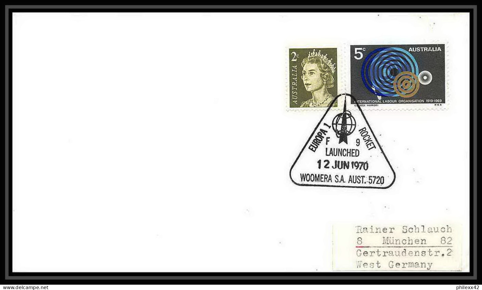 5730/ Espace (space) Lettre (cover) 12/6/1970 Europa 1 Rocket Launched Australie (australia) - Oceania
