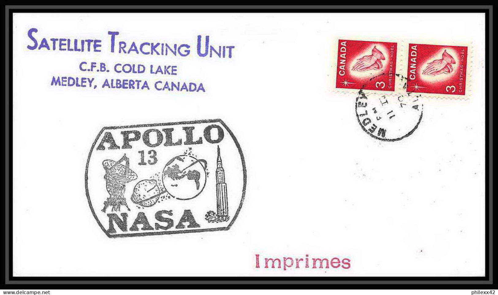 5802/ Espace (space) Lettre (cover) 11/4/1970 Apollo 13 Moon Landing Medley Canada - Noord-Amerika