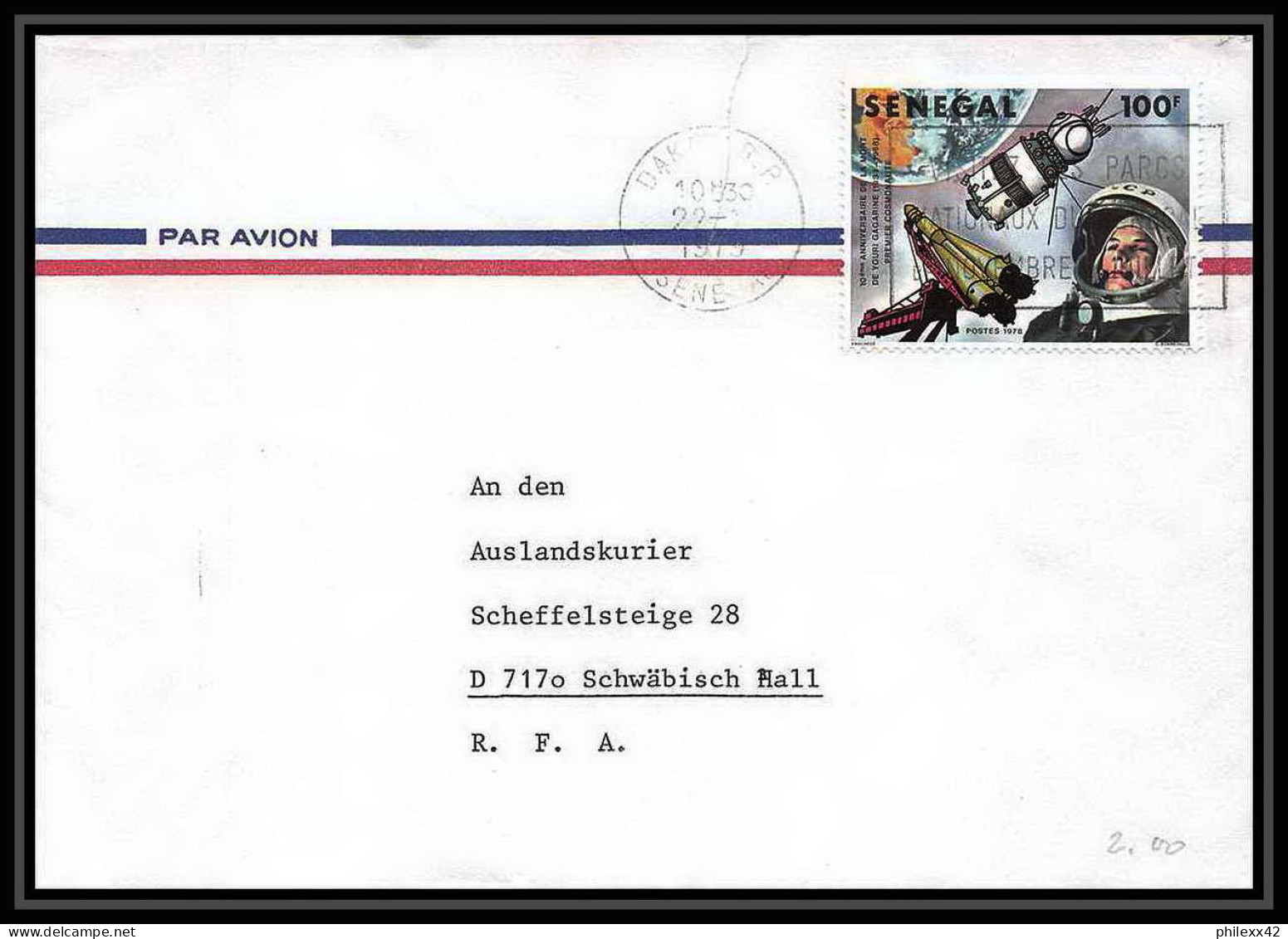 5844/ Espace (space) Lettre (cover) 22/1/1970 Gagarine Gagarin Sénégal - Afrika