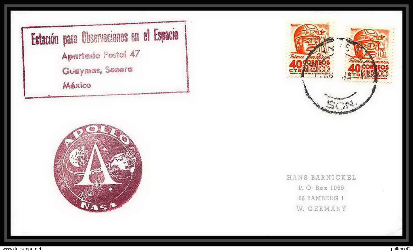 5855/ Espace (space) Lettre (cover) 1970 Estacion Para Observacienes Gueymas Mexique (Mexico) - América Del Sur