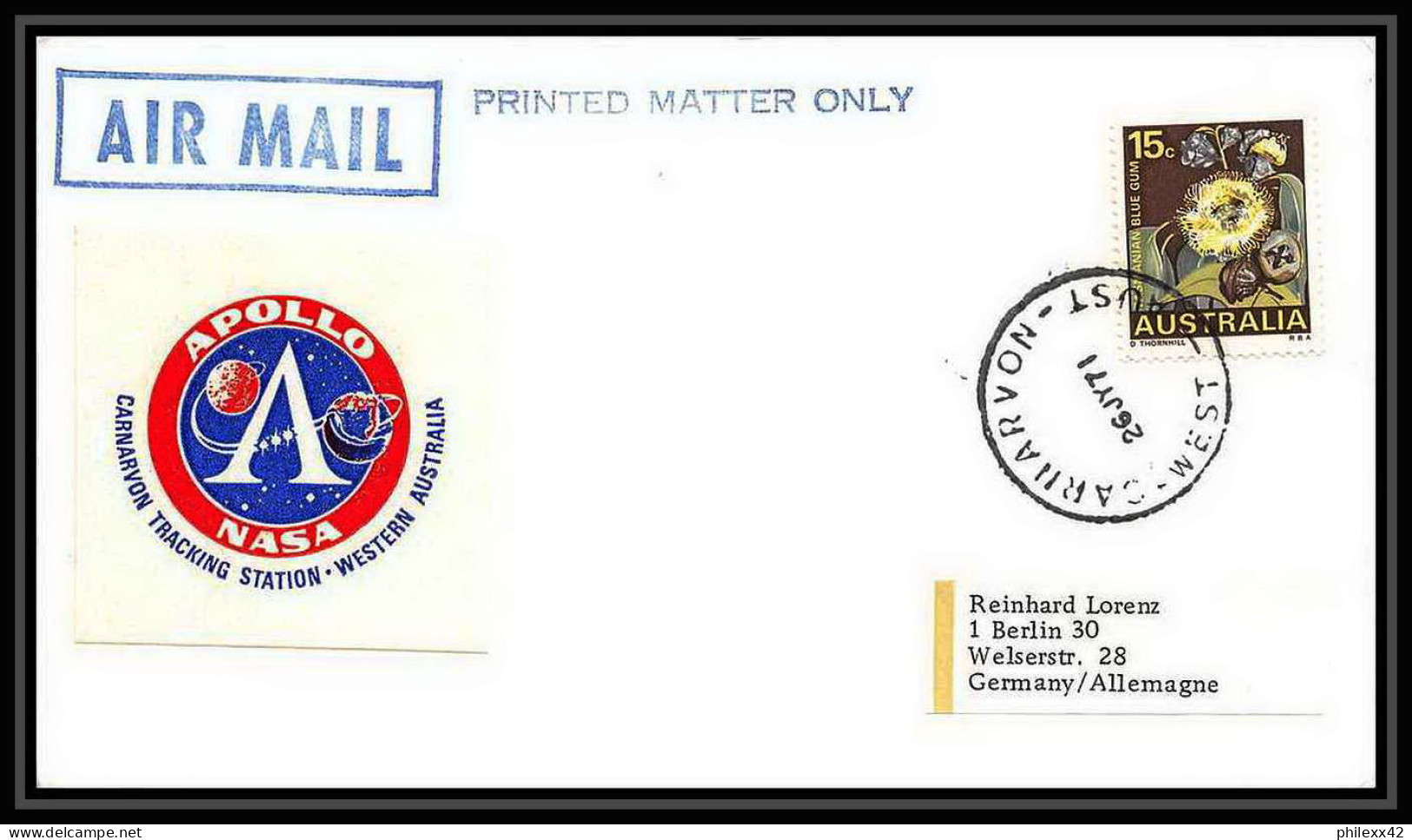 6135/ Espace (space Raumfahrt) Lettre (cover Briefe) 26/7/1971 Apollo 15 Australie (australia)  - Océanie