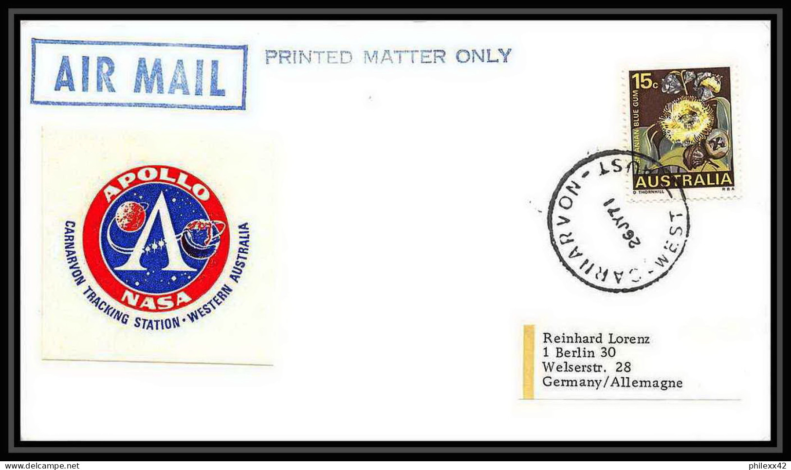 6135/ Espace (space Raumfahrt) Lettre (cover Briefe) 26/7/1971 Apollo 15 Australie (australia)  - Oceania