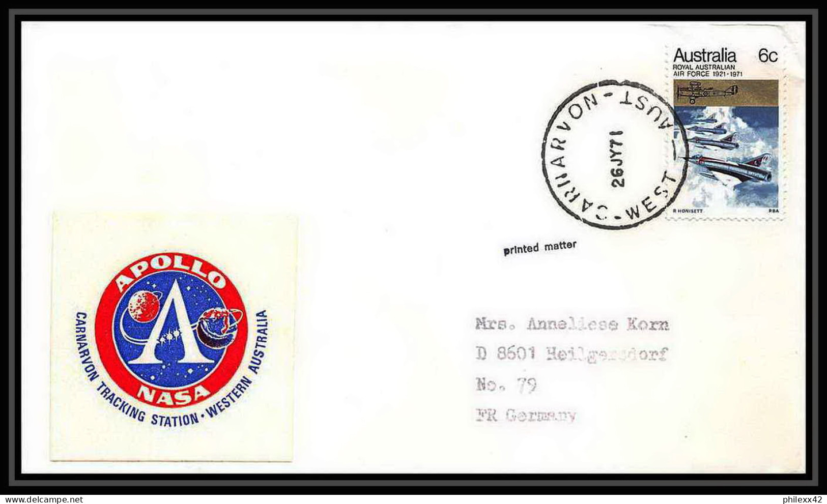 6136/ Espace (space Raumfahrt) Lettre (cover Briefe) 26/7/1971 Apollo 15 Australie (australia)  - Océanie