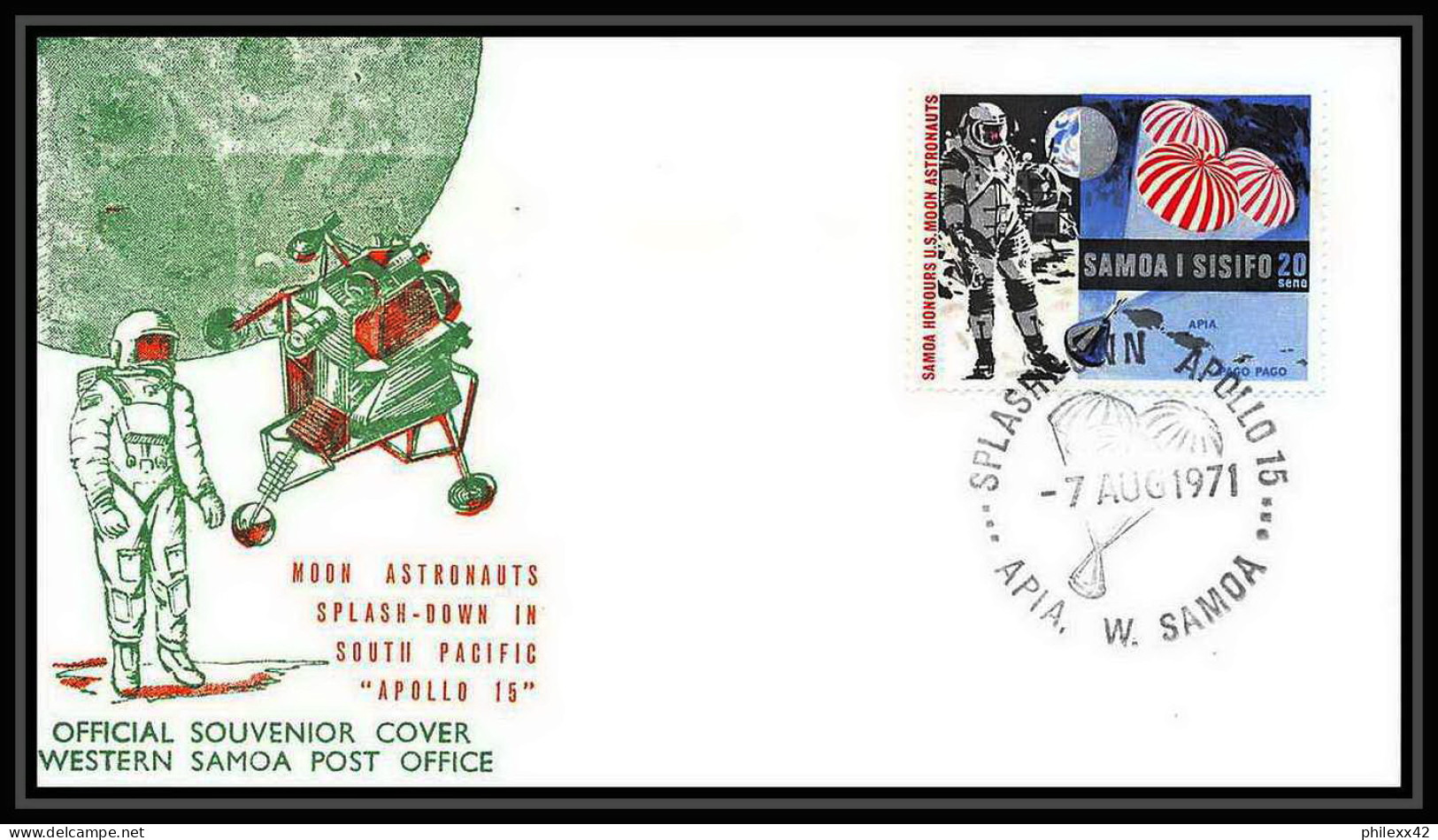 6175/ Espace (space Raumfahrt) Lettre (cover Briefe) 7/8/1971 Apollo 15 Splashdown Samoa  - Ozeanien