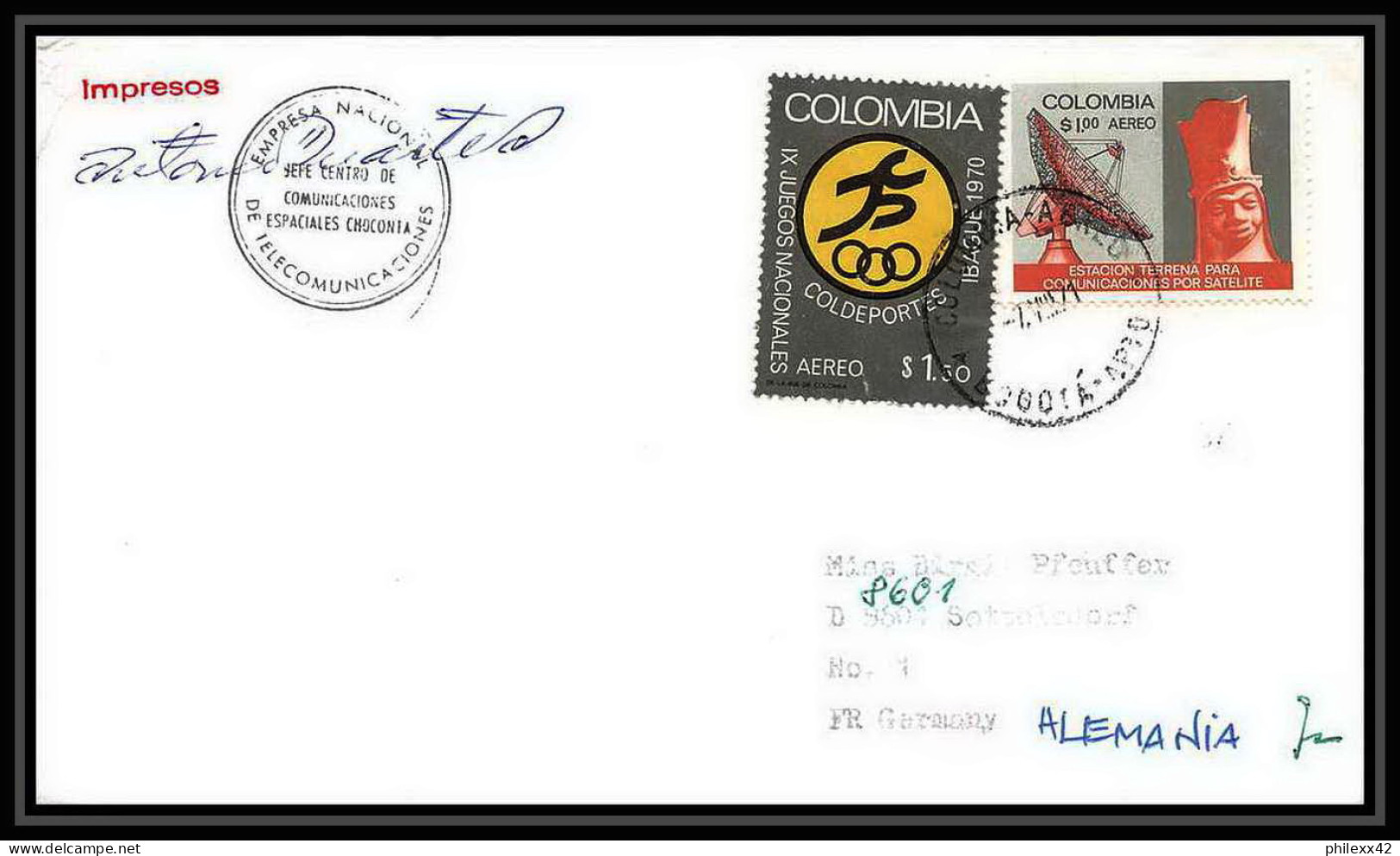 6187/ Espace (space) Lettre (cover) 7/7/1971 Signé (signed Autograph) Bogota Colombie (Colombia) - Amérique Du Sud