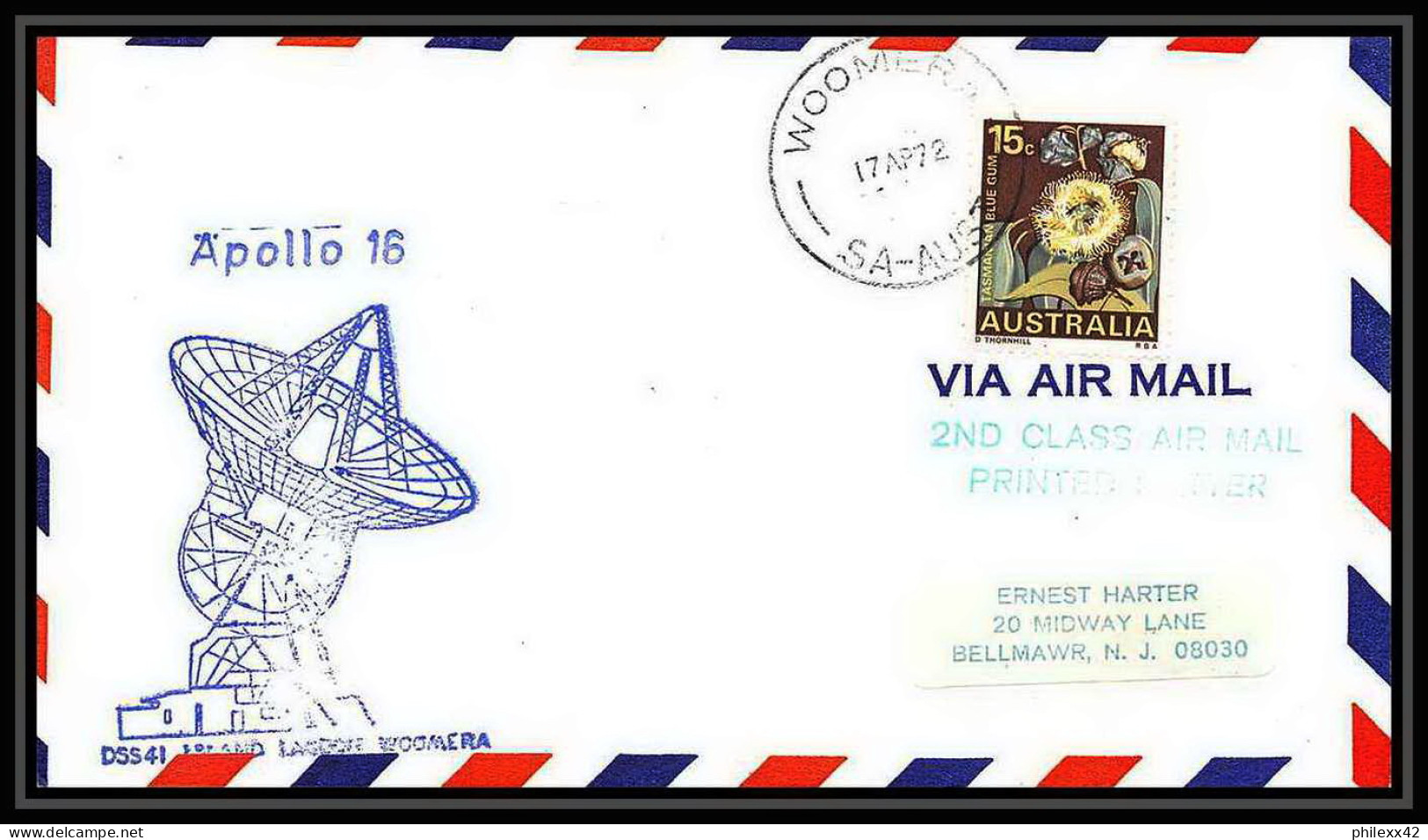 6453/ Espace (space Raumfahrt) Lettre (cover) 17/4/1972 Apollo 16 Woomera Australie (australia)  - Oceanië