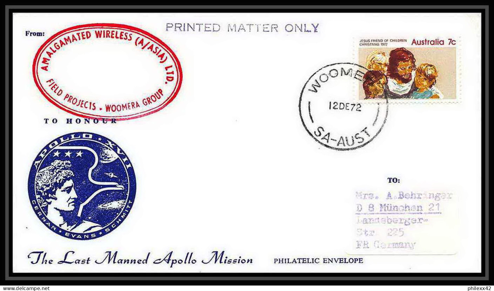 6471/ Espace (space Raumfahrt) Lettre (cover Briefe) 12/12/1972 Woomera Group Asia Australie (australia)  - Oceania