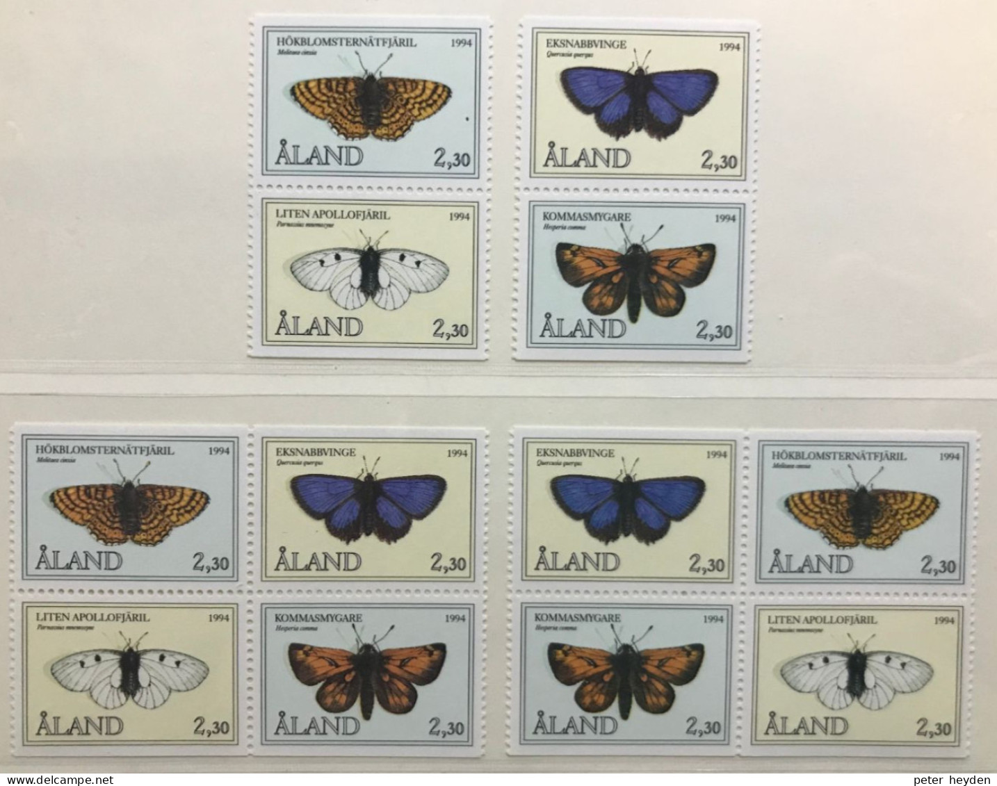 Aland 1994 Butterflies MNH Singles And Se-tenants From Booklet - Ålandinseln