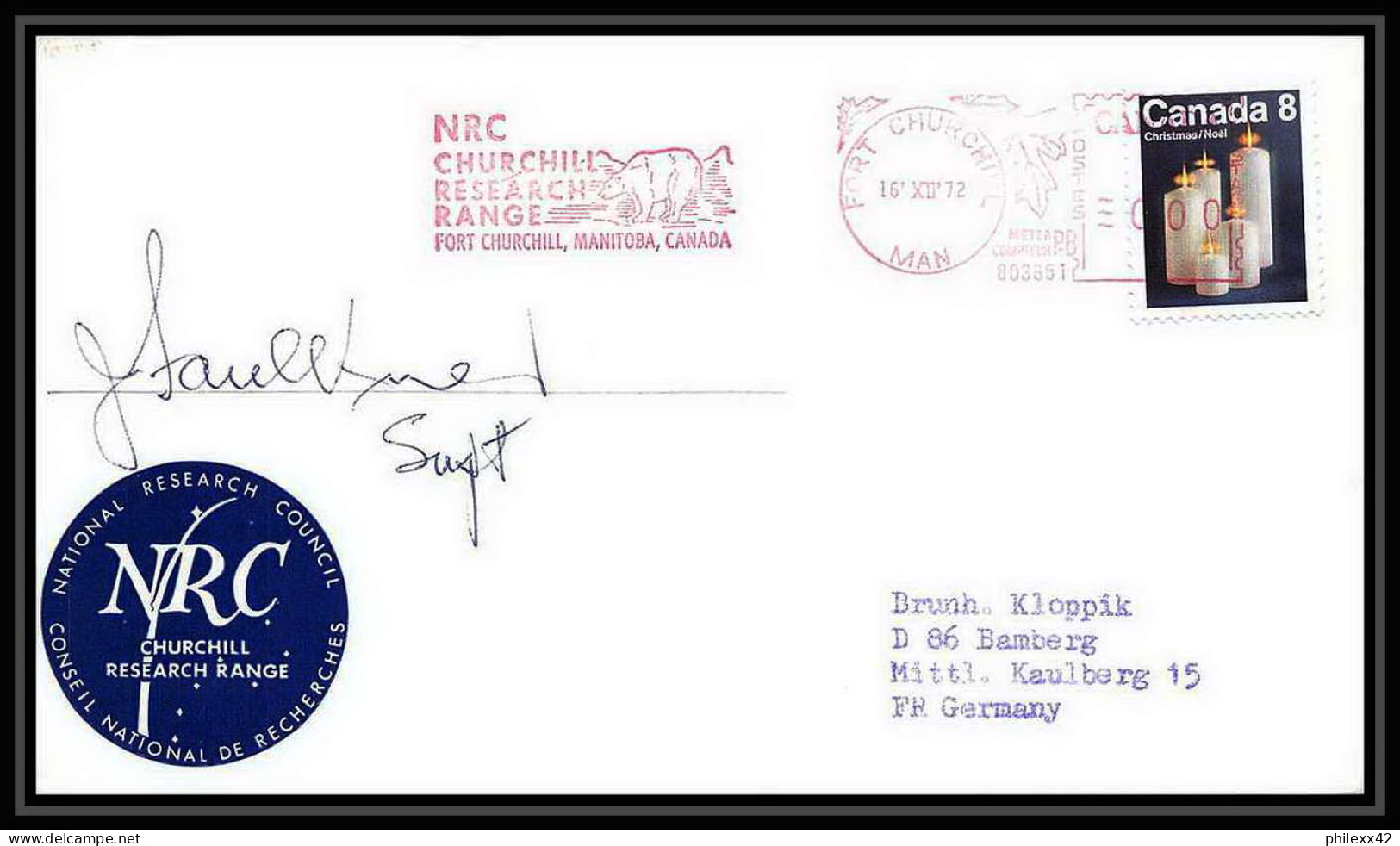 6553/ Espace (space) Lettre Cover Signé (signed Autograph) Churchill Research Range 20/4/1972 Canada  - America Del Nord