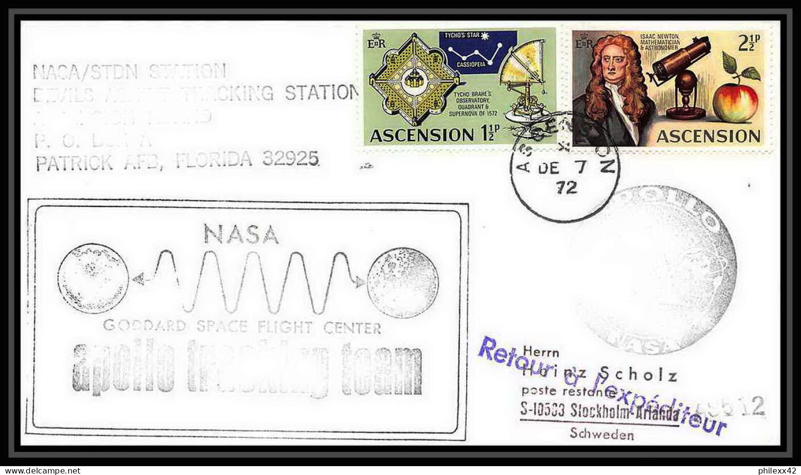 6572/ Espace (space Raumfahrt) Lettre (cover Briefe) 7/12/1972 Apollo 17 Ascension Island  - Afrique