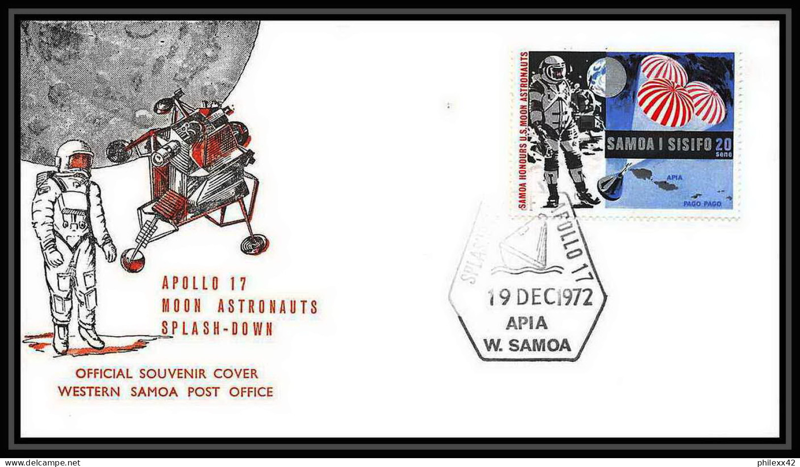 6590/ Espace (space Raumfahrt) Lettre (cover Briefe) 19/12/1972 Apollo 17 Splashdown Samoa  - Oceanië