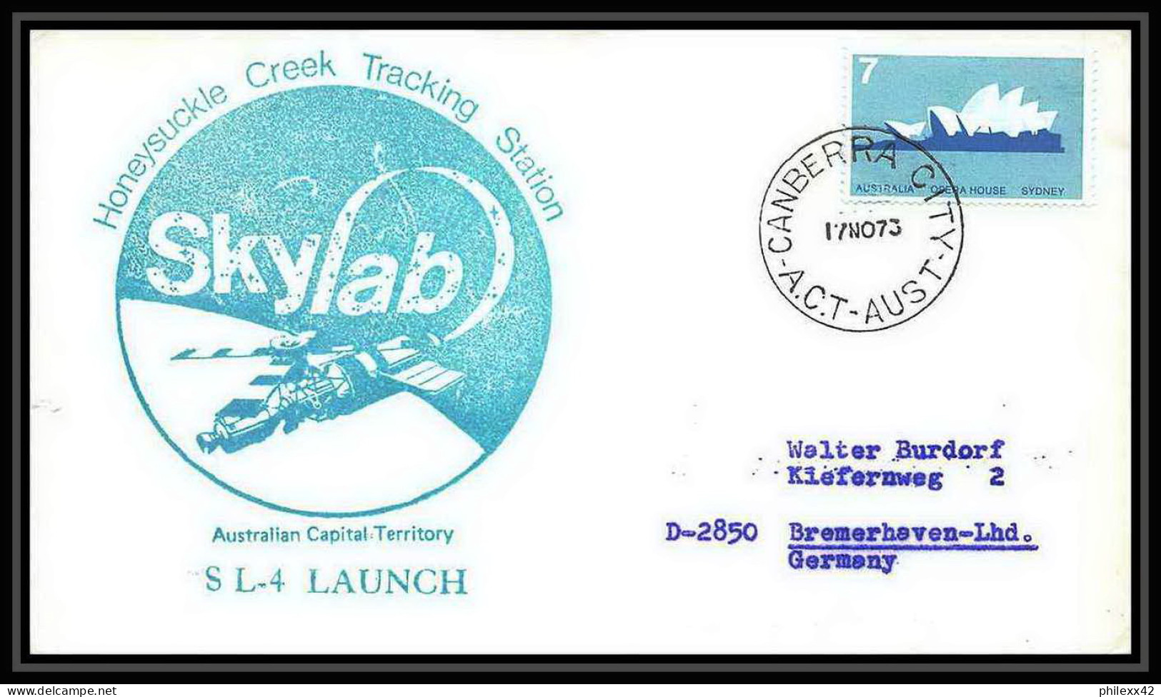 7024/ Espace (space Raumfahrt) Lettre (cover Briefe) 17/11/1973 Skylab 4 Launch Canberra Australie (australia) - Oceania