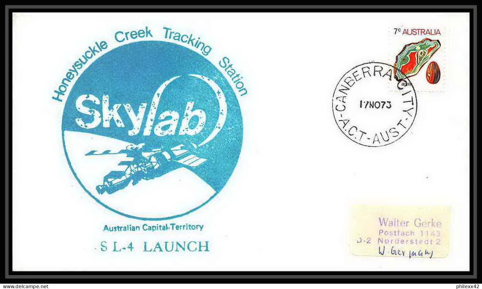7025/ Espace (space Raumfahrt) Lettre (cover Briefe) 17/11/1973 Skylab 4 Launch Canberra Australie (australia) - Océanie