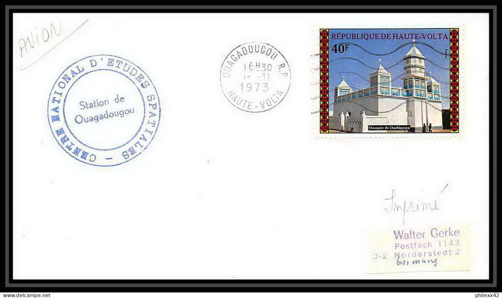 7080/ Espace (space Raumfahrt) Lettre (cover Briefe) 16/11/1973 Skylab 4 Ougadougou Haute-Volta - Afrique