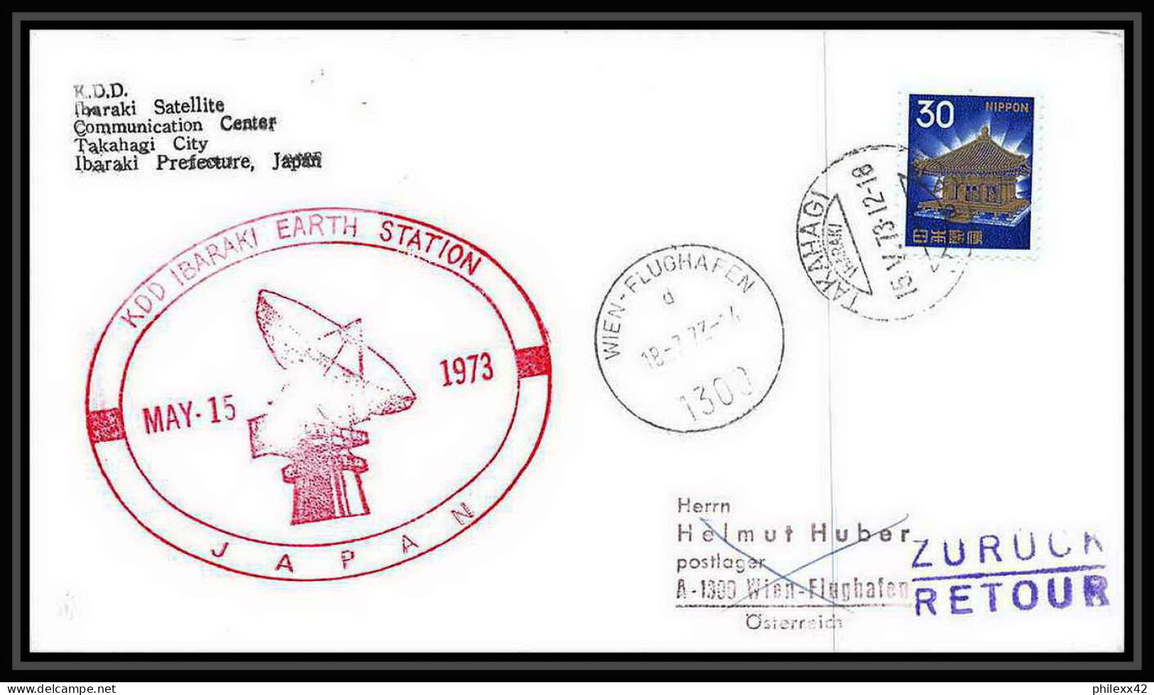 7077/ Espace (space Raumfahrt) Lettre (cover Briefe) 15/5/1973 Skylab 1 Takahagi Ibaraki StationJapon (Japan) - Asie