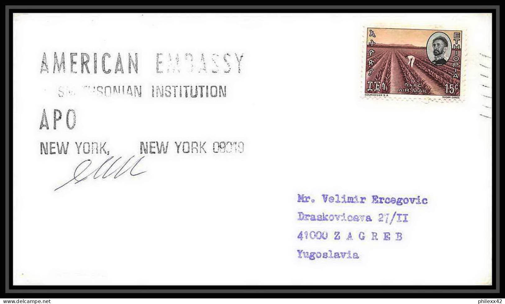 7108/ Espace (space) Lettre (cover) Signé (signed Autograph) 16/5/1973 Skylab 1 Smithsonian Ethiopie (Ethiopia) - Africa