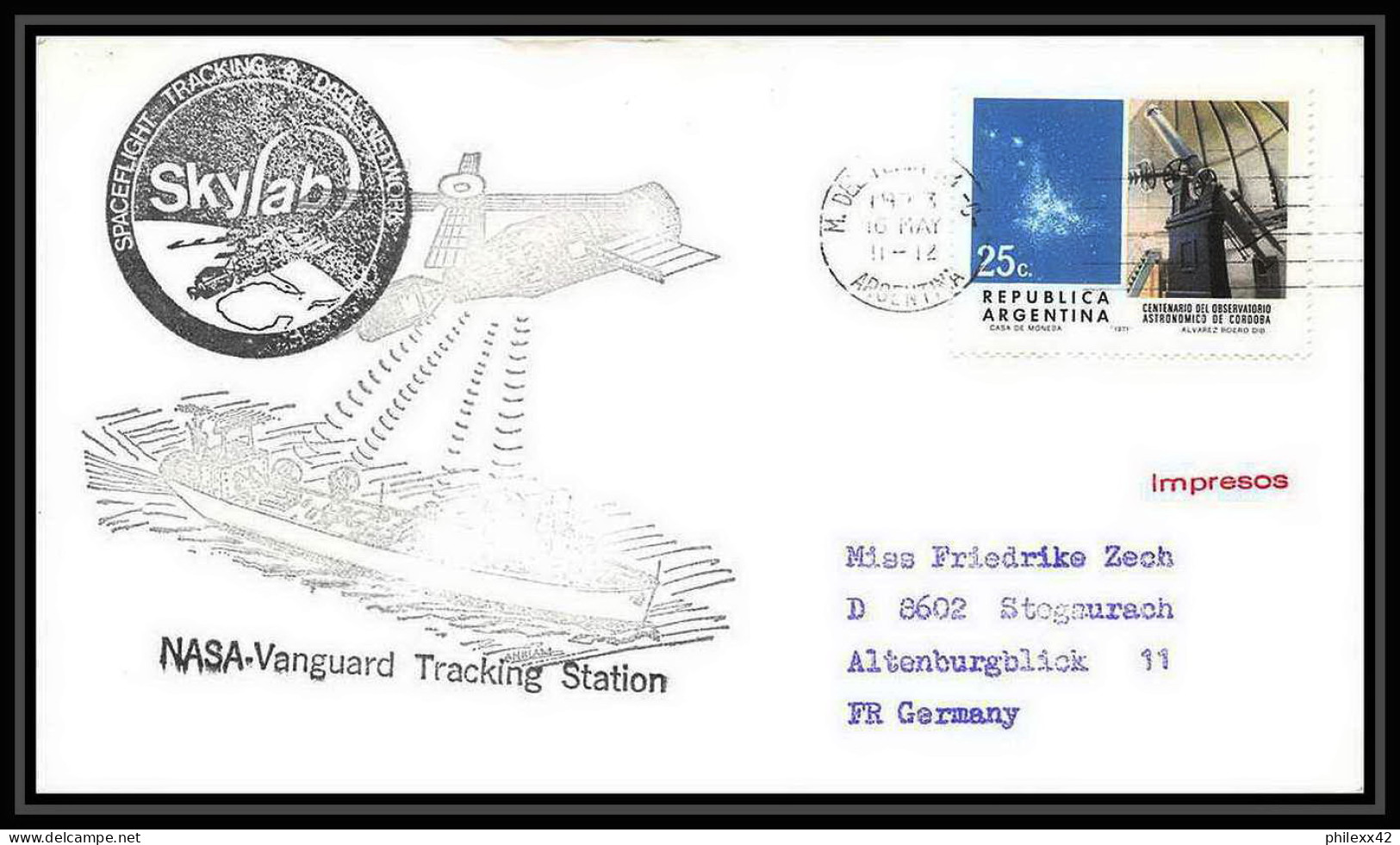 7115/ Espace (space Raumfahrt) Lettre (cover Briefe) 16/5/1973 Skylab 1 Vanguard Argentine (Argentina) - Amérique Du Sud