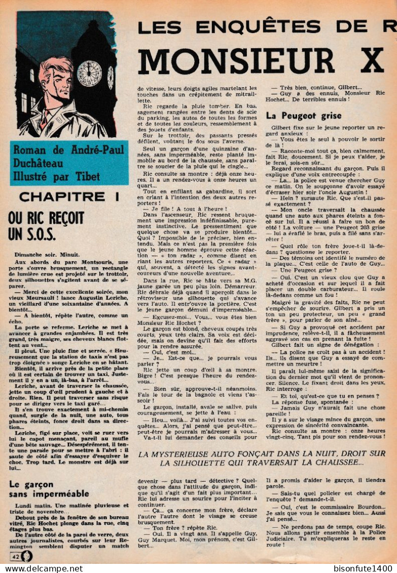 Enquête Complète De Ric HOCHET éditée En "roman Policier" Et Parue Dans Les Journaux TINTIN Des Années 60 (Voir Photos) - Ric Hochet