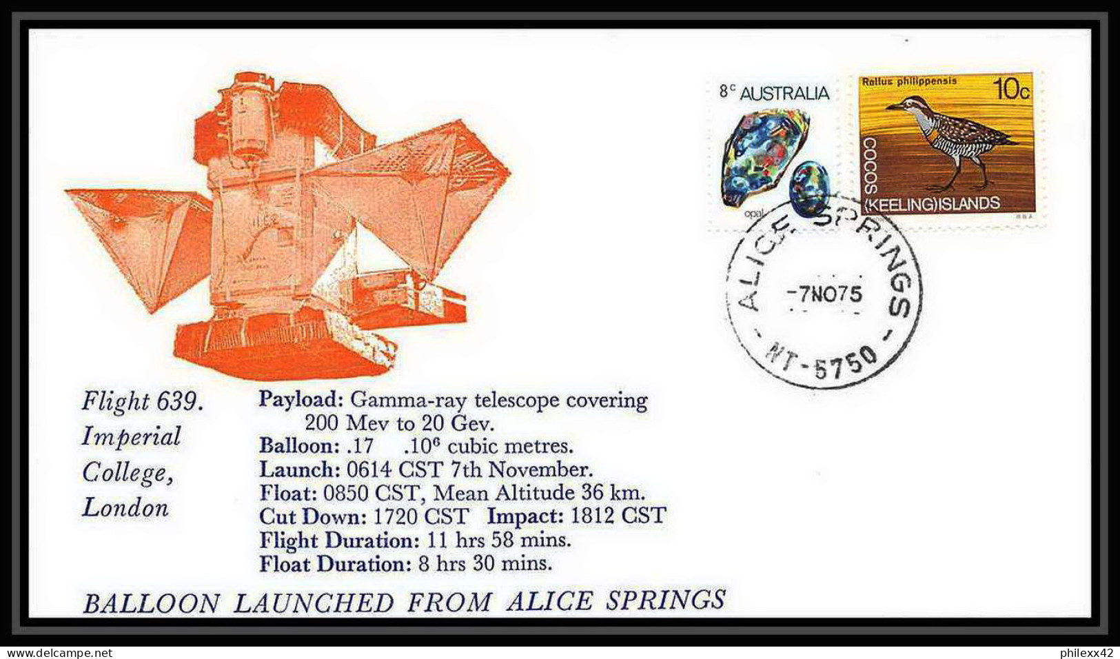 7627/ Espace (space Raumfahrt) Lettre (cover Briefe) 7/11/1975 Balloon Launch Australie (australia) - Océanie