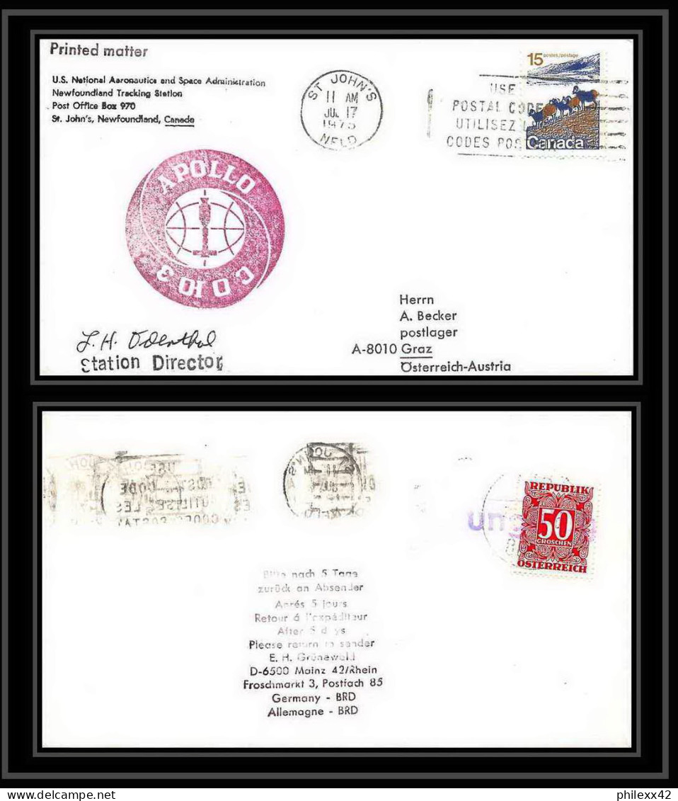 7635/ Espace (space) Lettre (cover) Signé (signed Autograph) 17/7/1975 Fdc APOLLO Soyuz (soyouz Sojus) Project Canada - Noord-Amerika