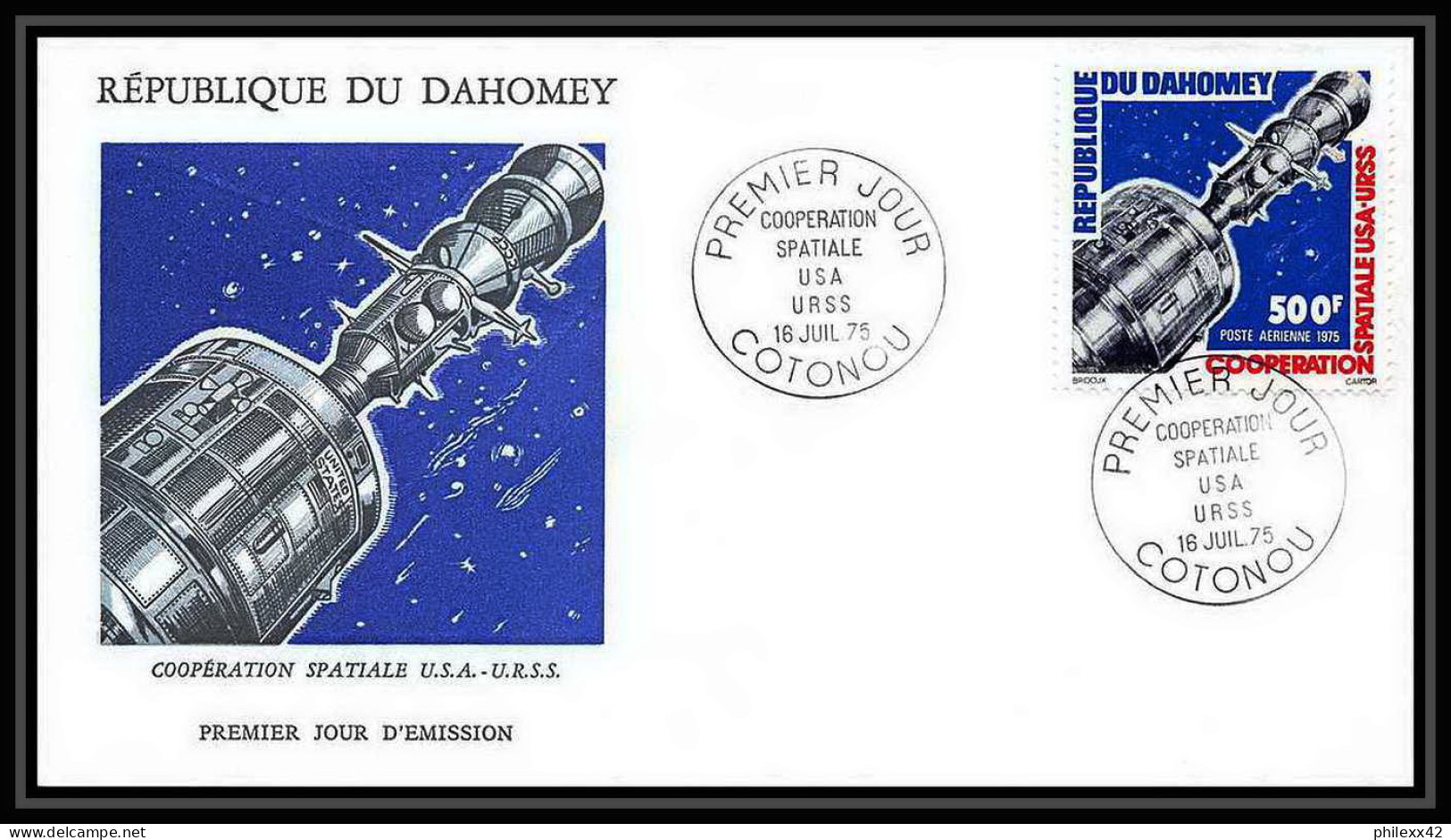 7642/ Espace (space Raumfahrt) Lettre (cover Briefe) 16/7/1975 Coopération Spaciale Usa Urss Fdc Dahomey - Afrika