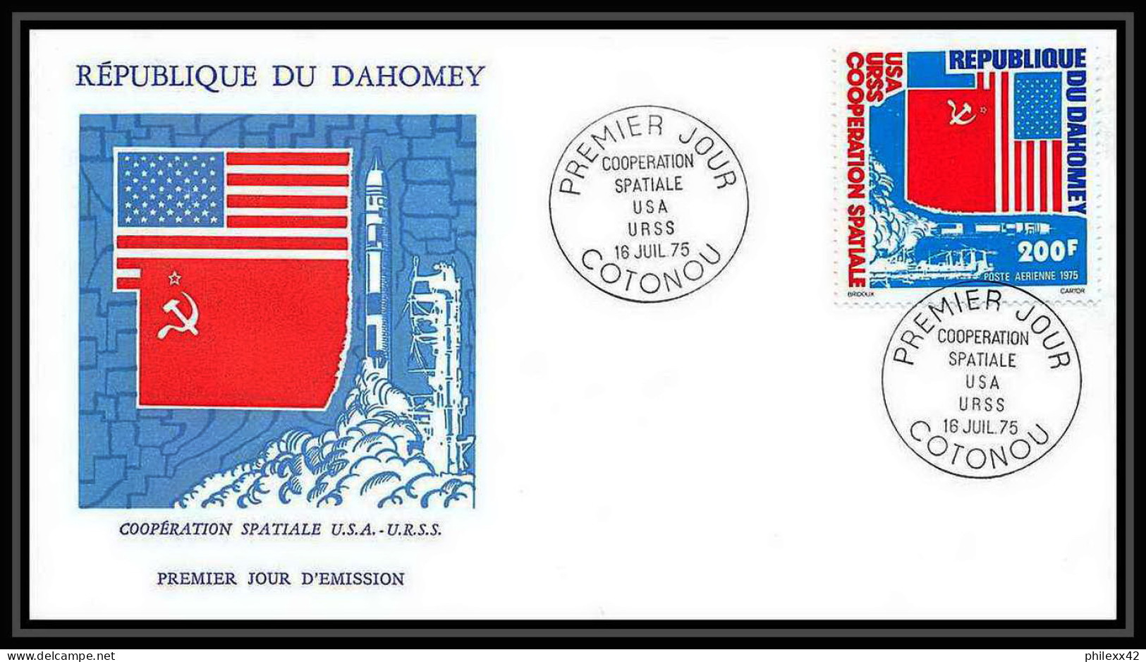 7642/ Espace (space Raumfahrt) Lettre (cover Briefe) 16/7/1975 Coopération Spaciale Usa Urss Fdc Dahomey - Afrika