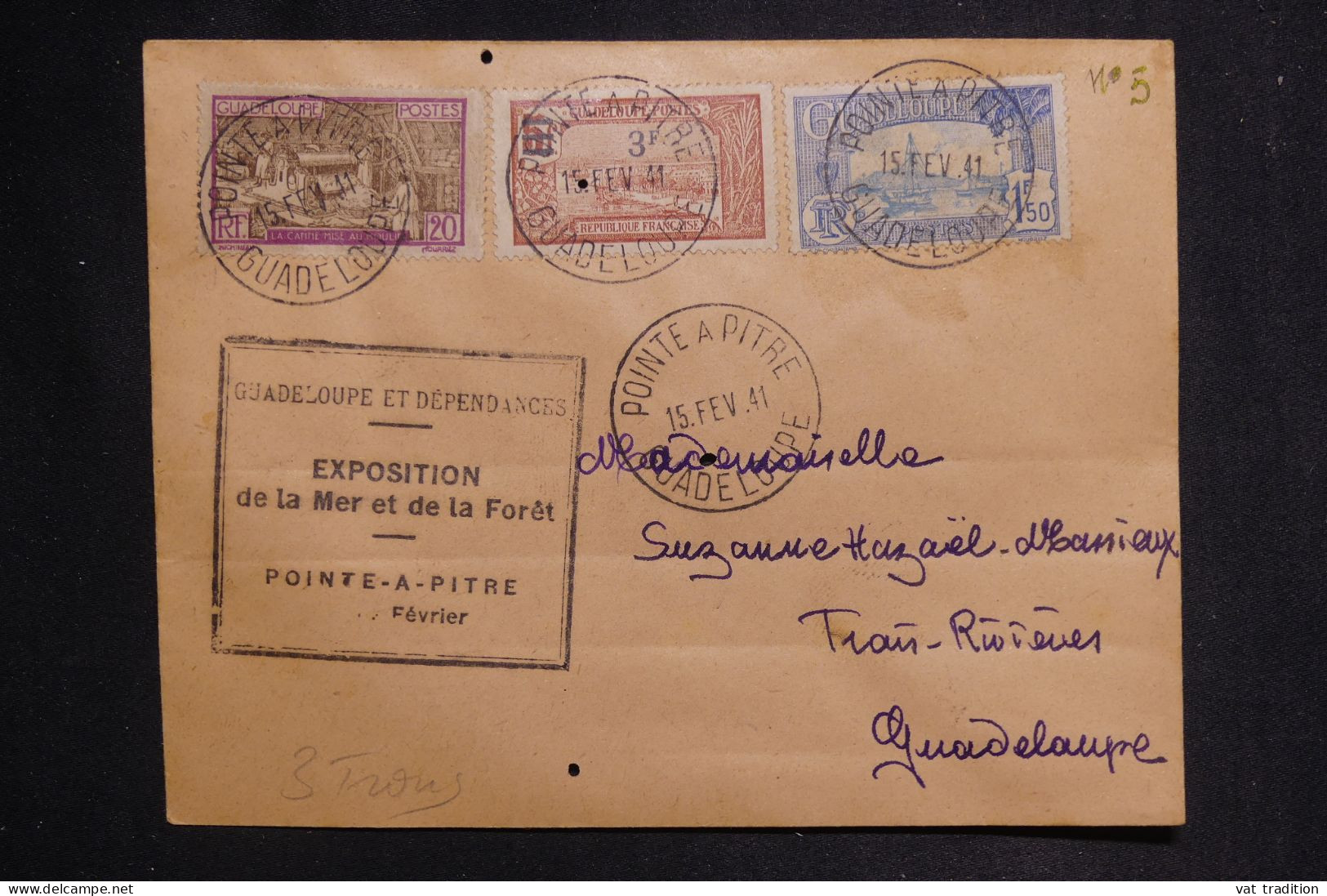 GUADELOUPE - Enveloppe De Pointe à Pitre En 1941 Avec Cachet Exposition De La Mer Et Forêt - L 150053 - Storia Postale