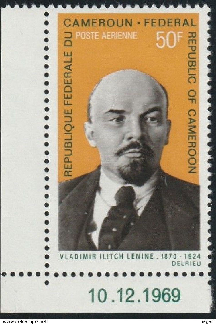 THEMATIC FAMOUS PEOPLE:  VLADIMIR I. LENIN. CENTENARY OF HIS BIRTH.  CORNER STAMP WITH DATE   -  CAMEROUN - Lenin