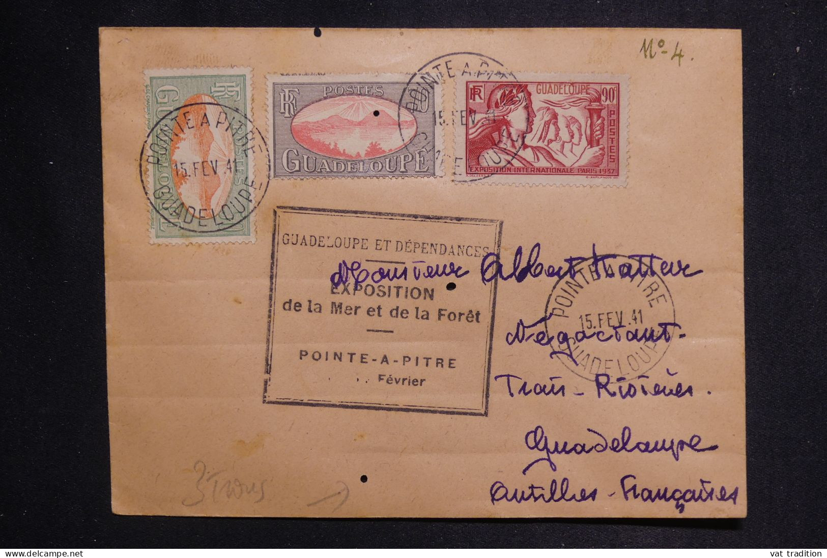 GUADELOUPE - Enveloppe De Pointe à Pitre En 1941 Avec Cachet Exposition De La Mer Et Forêt - L 150054 - Briefe U. Dokumente