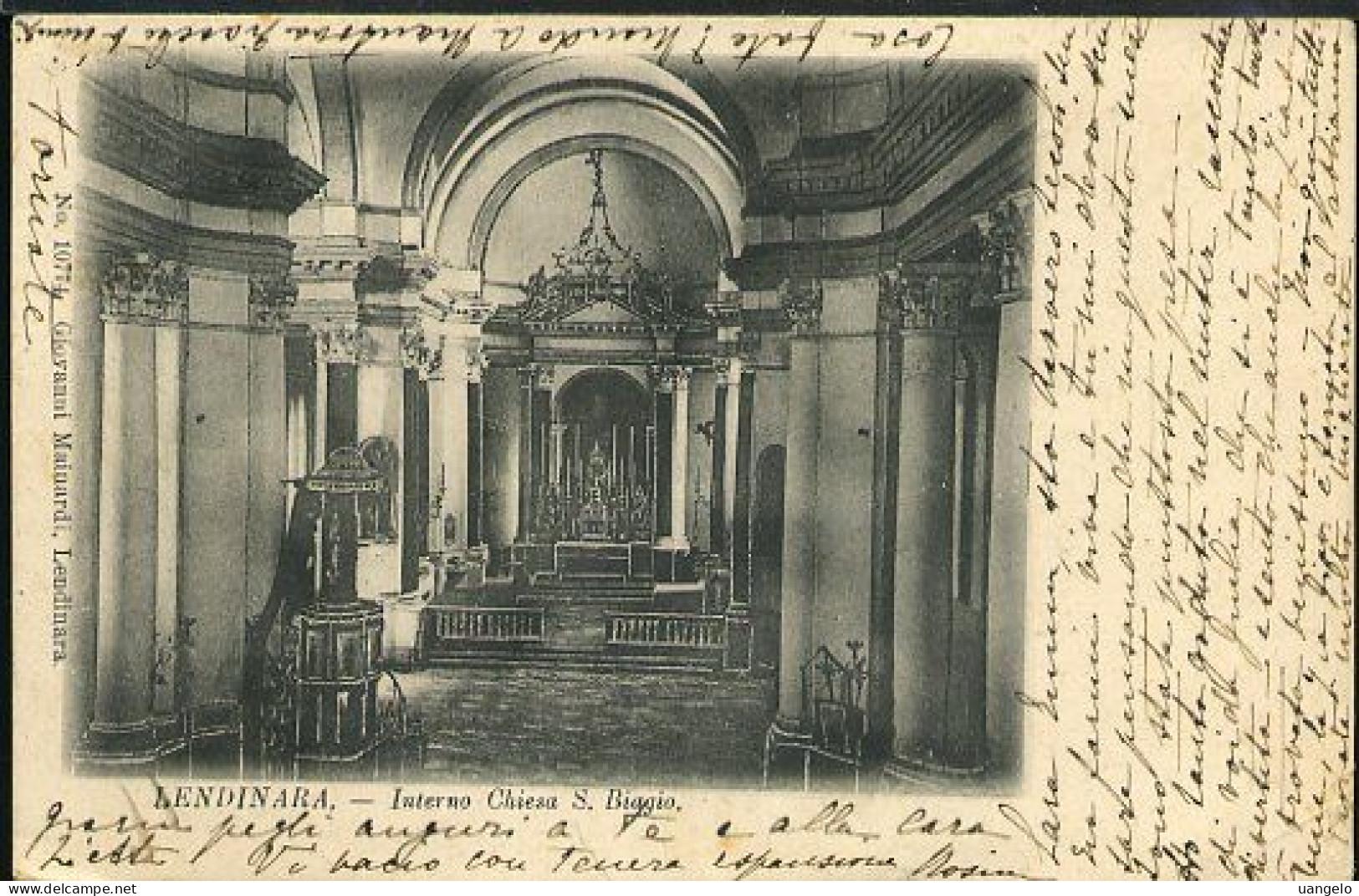 V672 LENDINARA - INTERNO CHIESA DI S. BIAGIO ( RETRO INDIVISO 1903 - Rovigo