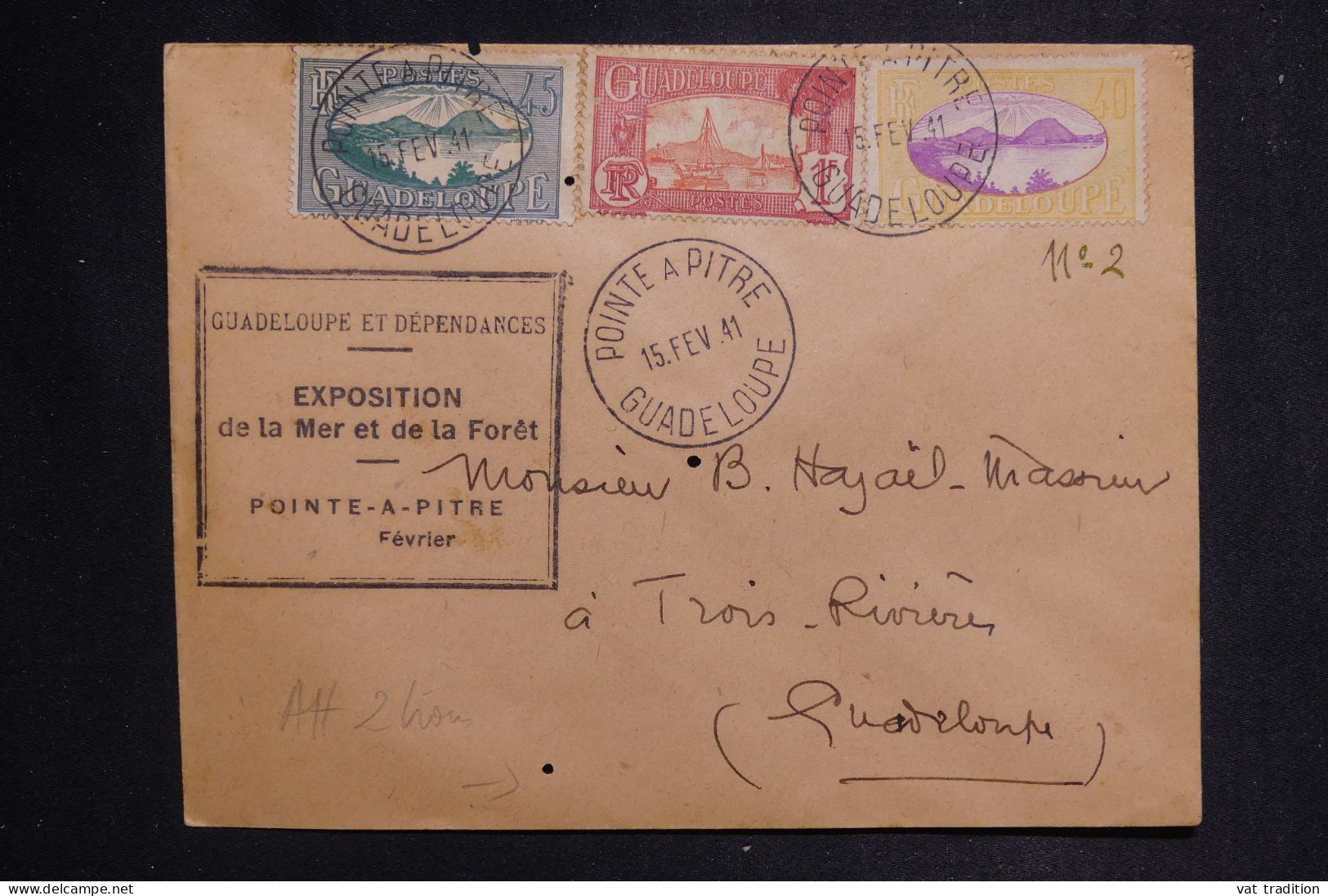 GUADELOUPE - Enveloppe De Pointe à Pitre En 1941 Avec Cachet Exposition De La Mer Et Forêt - L 150057 - Lettres & Documents