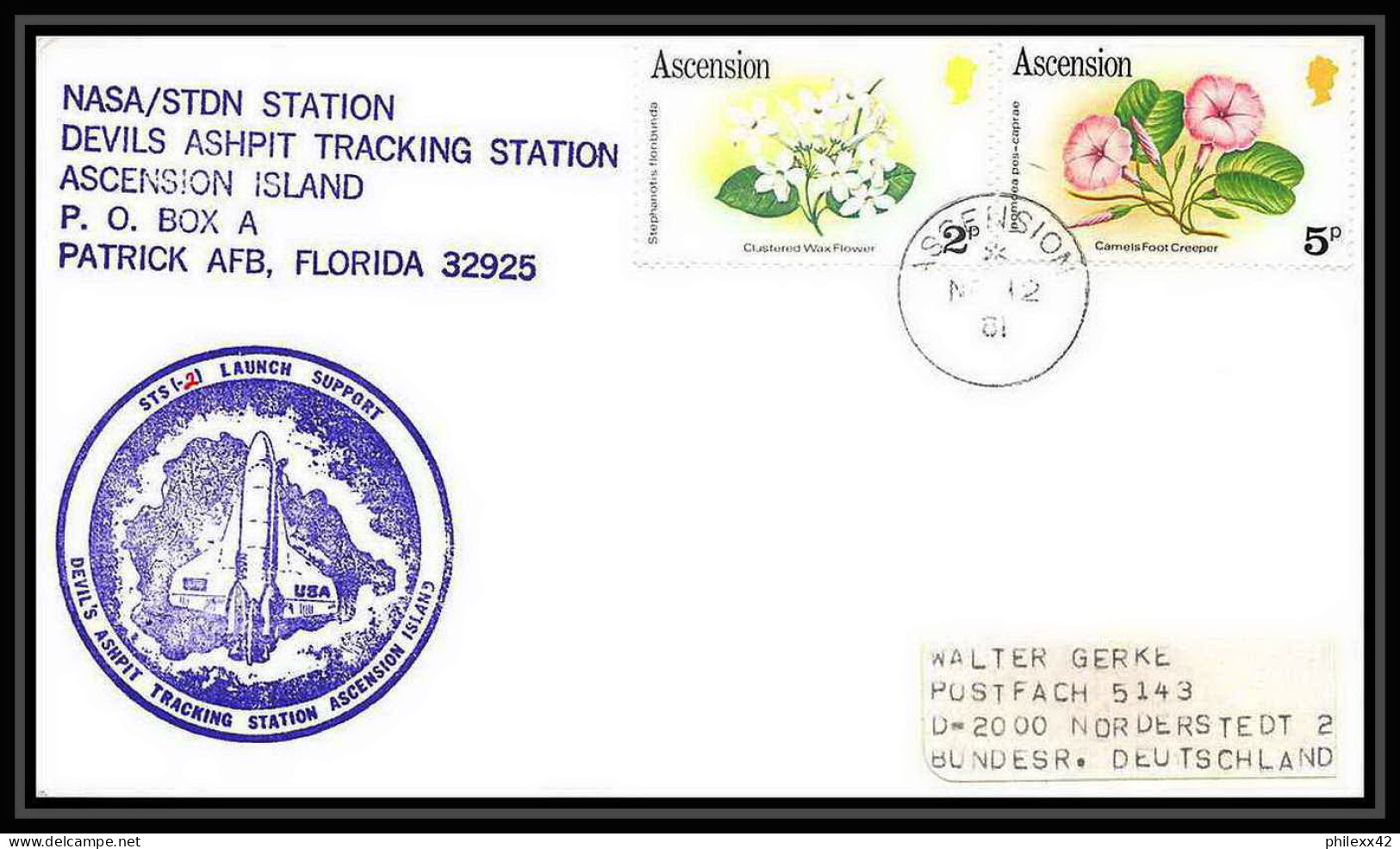 8750/ Espace (space Raumfahrt) Lettre (cover Briefe) 12/11/1981 Shuttle (navette) Sts 2 Ascension Island - Afrique