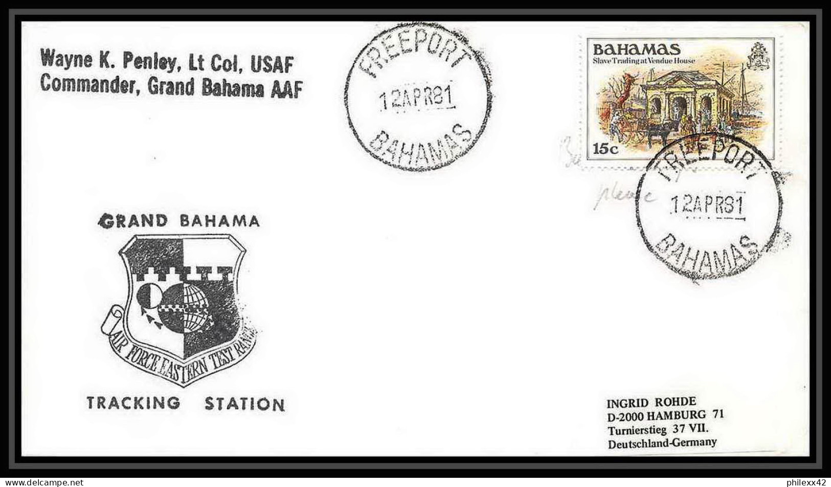8751/ Espace (space Raumfahrt) Lettre (cover Briefe) 12/11/1981 Shuttle (navette) Sts 2 Freeport Grand Bahama Bahamas - América Del Sur