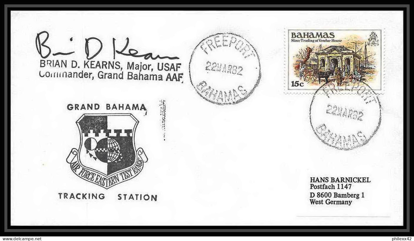 9001/ Espace (space) Lettre (cover) 22/3/1982 Signé (signed Autograph) Sts 3 Shuttle (navette) Freeport Bahamas - América Del Sur