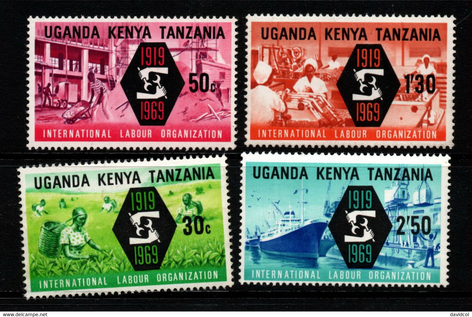 2075- KENYA, UGANDA, TANZANIA - 1969 - SC#: 197-200 - MNH - 50TH ANNIVERSARY OF THE ILO - Kenya, Uganda & Tanzania