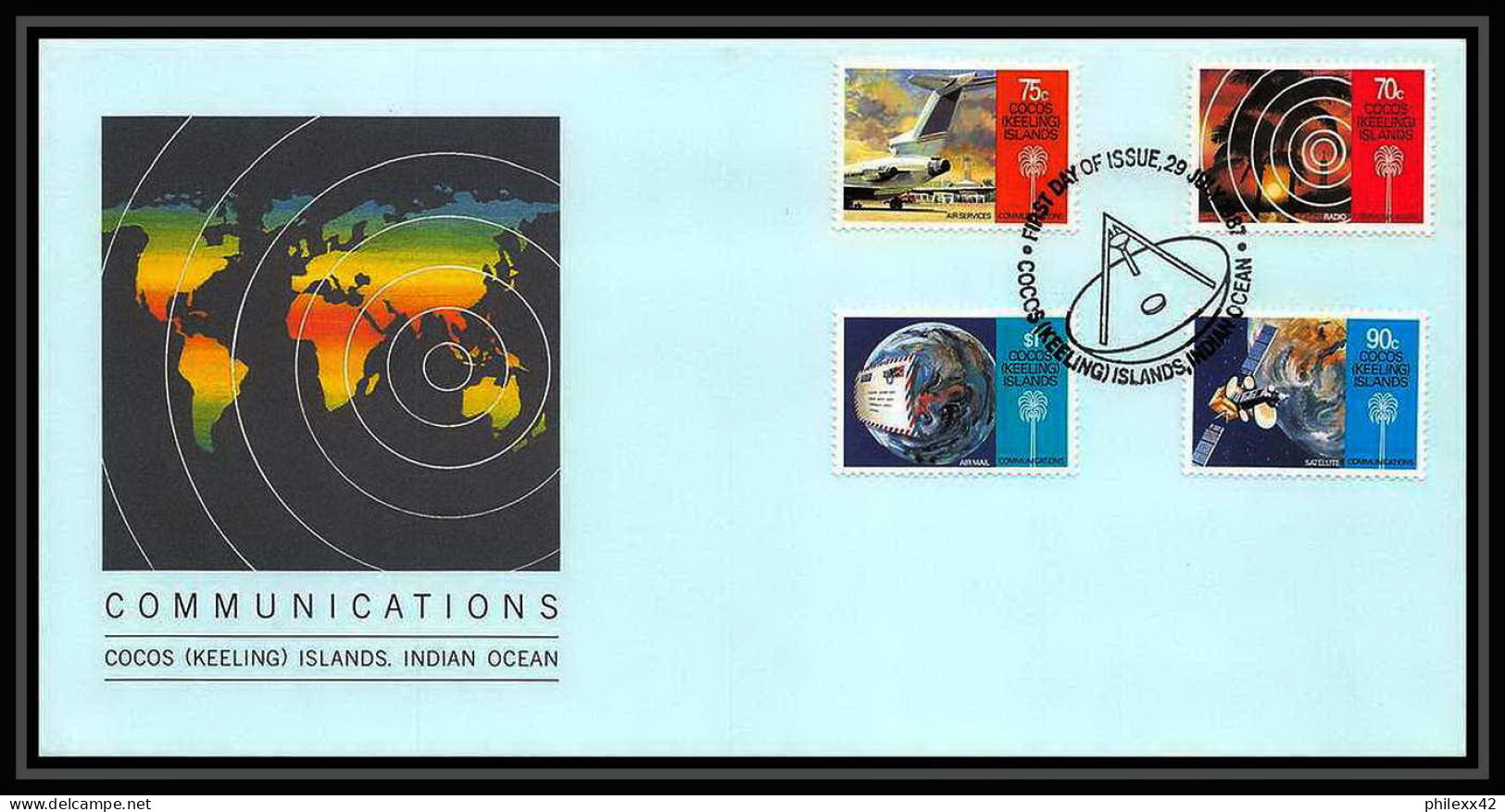 9465/ Espace (space Raumfahrt) Lettre (cover Briefe) 29/7/1987 Communications Fdc Cocos Island - Südamerika