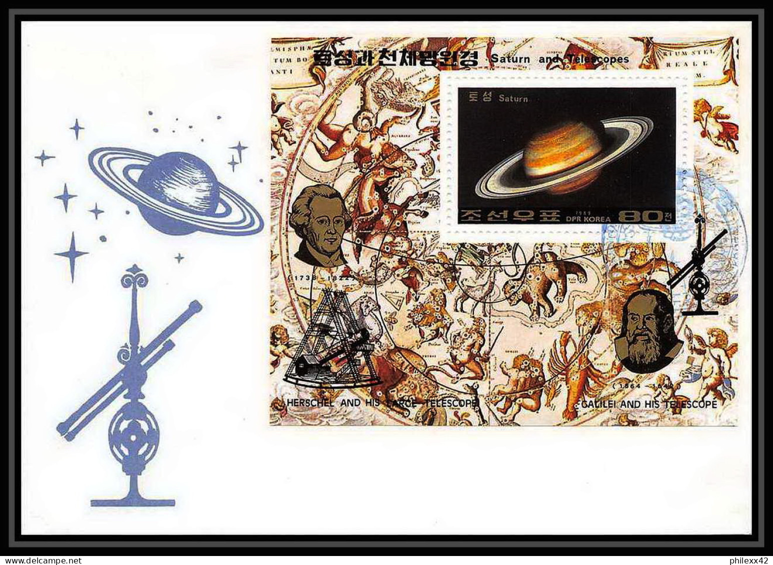 9755/ Espace (space) Lettre (cover) 29/6/1989 Block 247 Planet Saturn Telescopes Corée (korea) - Asie