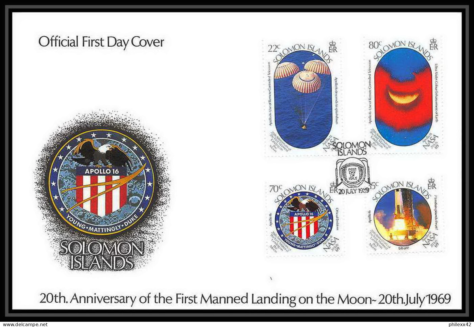 9760/ Espace (space Raumfahrt) Lettre (cover) 20/7/1989 Moon Landing Apollo 11 Mi Bl 27 Fdc Solomon Islands - Oceania