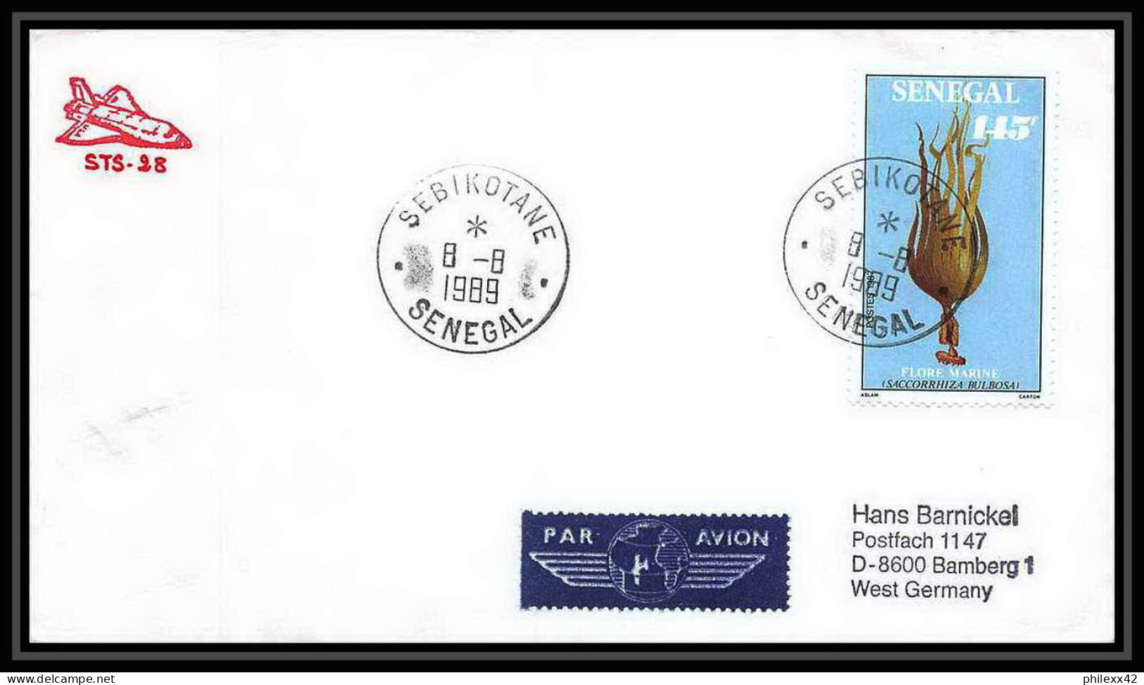 9806/ Espace (space Raumfahrt) Lettre (cover Briefe) 8/8/1989 Sts-38 Shuttle (navette) Sénégal - Afrique