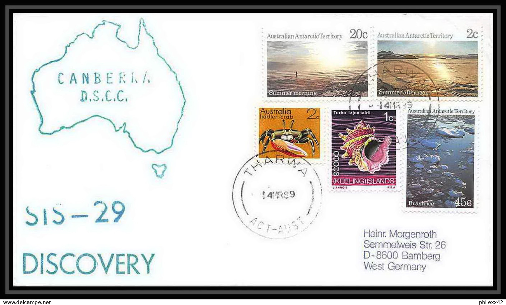 9828/ Espace (space Raumfahrt) Lettre (cover Briefe) 14/3/1989 Sts-29 Shuttle (navette) Australian Antarctic Territory - Oceanië
