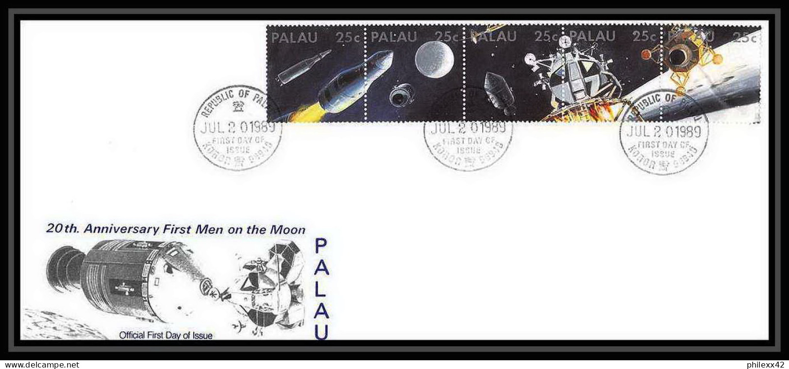 9821/ Espace (space Raumfahrt) Lettre (cover Briefe) 2/7/1989 Apollo 11 Moon Landing Palau - Océanie